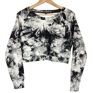 Balance Athletica Essence Cropped Sweatshirt Womens S Black White Tie Dye‎